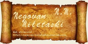 Negovan Miletaški vizit kartica